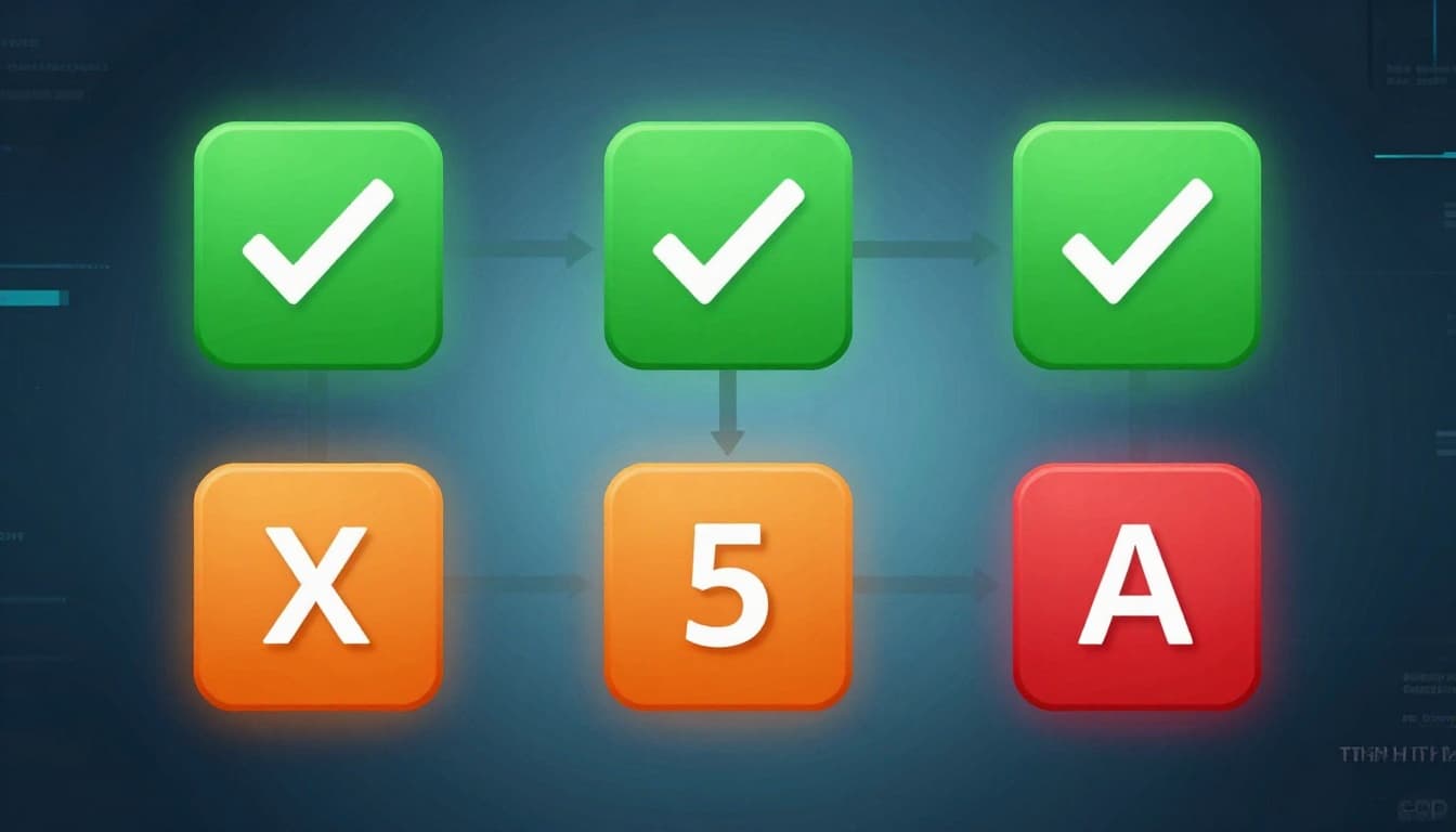 Diagram-like image featuring icons for HTTP status code families: green checkmarks for 2xx success, orange warnings for 4xx, red errors for 5xx, arranged in a clean flowchart on a modern digital background.
